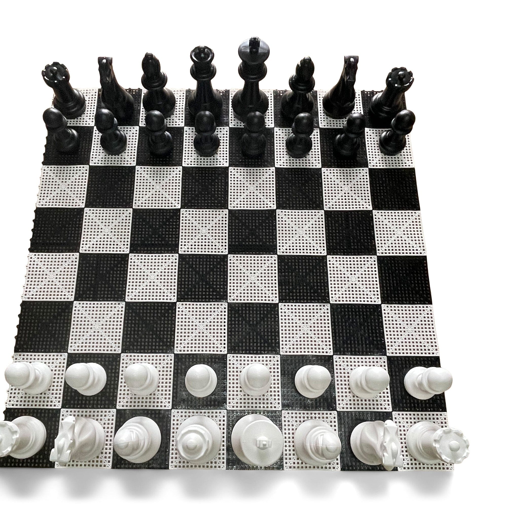 MegaChess 12 Inch Plastic Giant Chess Set With Commercial Grade Roll-up Chessboard |  | GiantChessUSA