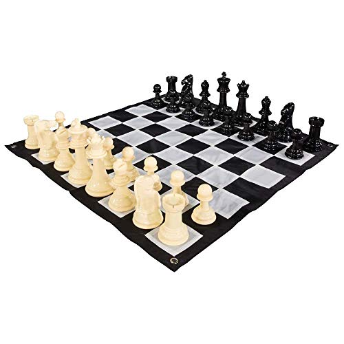 MegaChess Plastic 8 Inch Giant Chess Set | MP08SN - Quick Fold Nylon Mat | GiantChessUSA