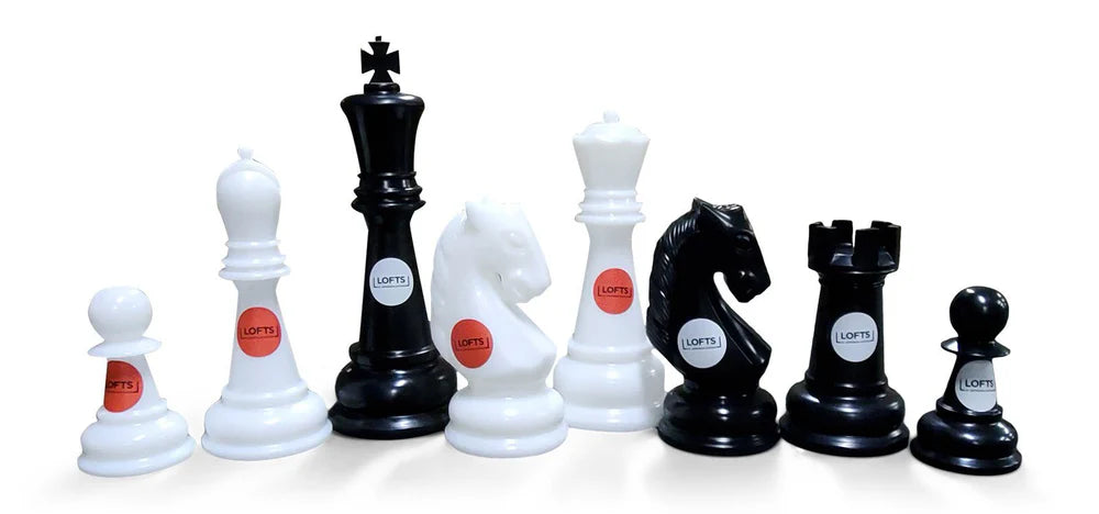 Giant Outdoor Chess 26 Inch Perfect Giant Chess Set | Add Your Logo / Black and White | GiantChessUSA