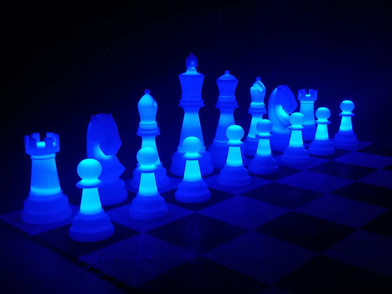 MegaChess 26 Inch Perfect Light-up LED Giant Chess Set  - Option 1 - Day and Night Value Set | Blue | GiantChessUSA