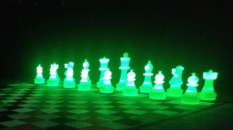 MegaChess 25 Inch Plastic Light-up LED Giant Chess Set - Option 1 - Day and Night Value Set | Green | GiantChessUSA