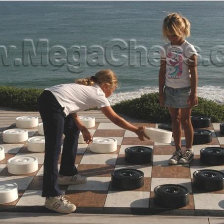 Mega Checker Plastic Set 10" Diameter with Quick Fold Nylon Chess Board |  | GiantChessUSA