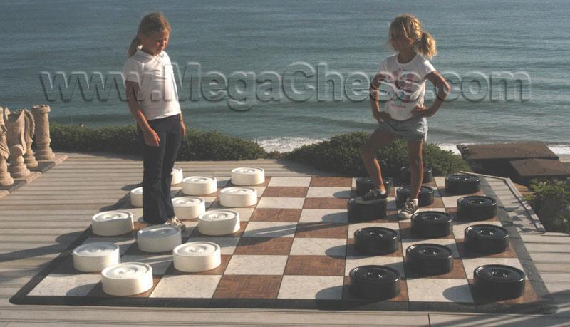 10 Inch Plastic Giant Checker Set with Quick Fold Nylon Chess Board | Giant Outdoor Chess | | GiantChessUSA