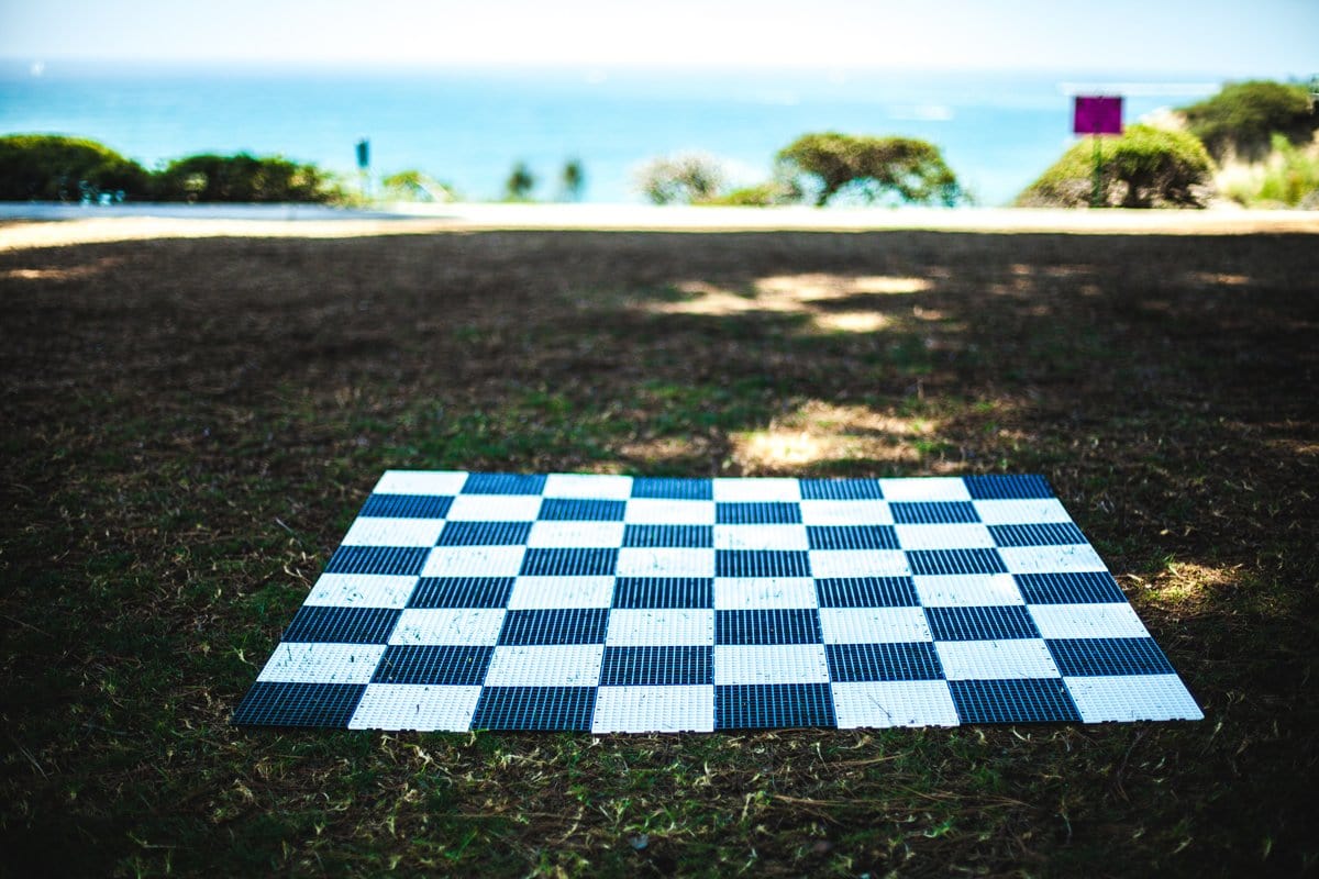 Commercial Grade Roll Up Giant Chess Board With 24 Inch Squares Available ADA Compliant Safety Edge Ramps | Giant Outdoor Chess | | GiantChessUSA