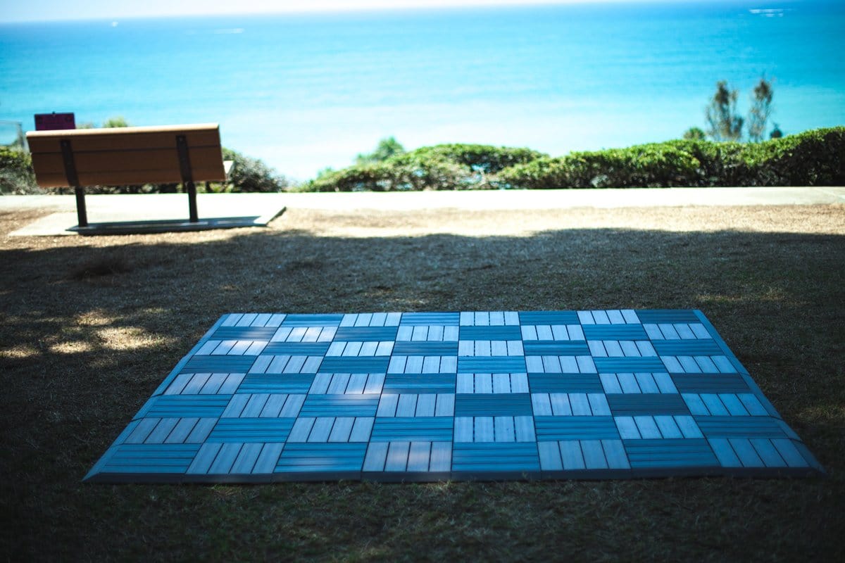 Commercial Grade Synthetic Wood Giant Chess Board With 12 Inch Squares Available ADA Compliant Safety Edge Ramps | Giant Outdoor Chess | | GiantChessUSA